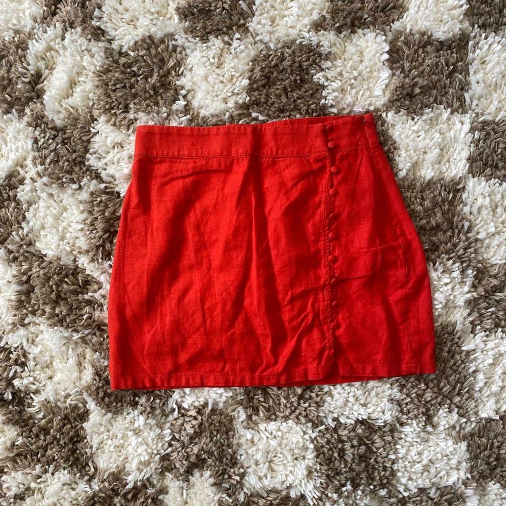 Forever 21 Red Mini Skirt with Side Button Detail